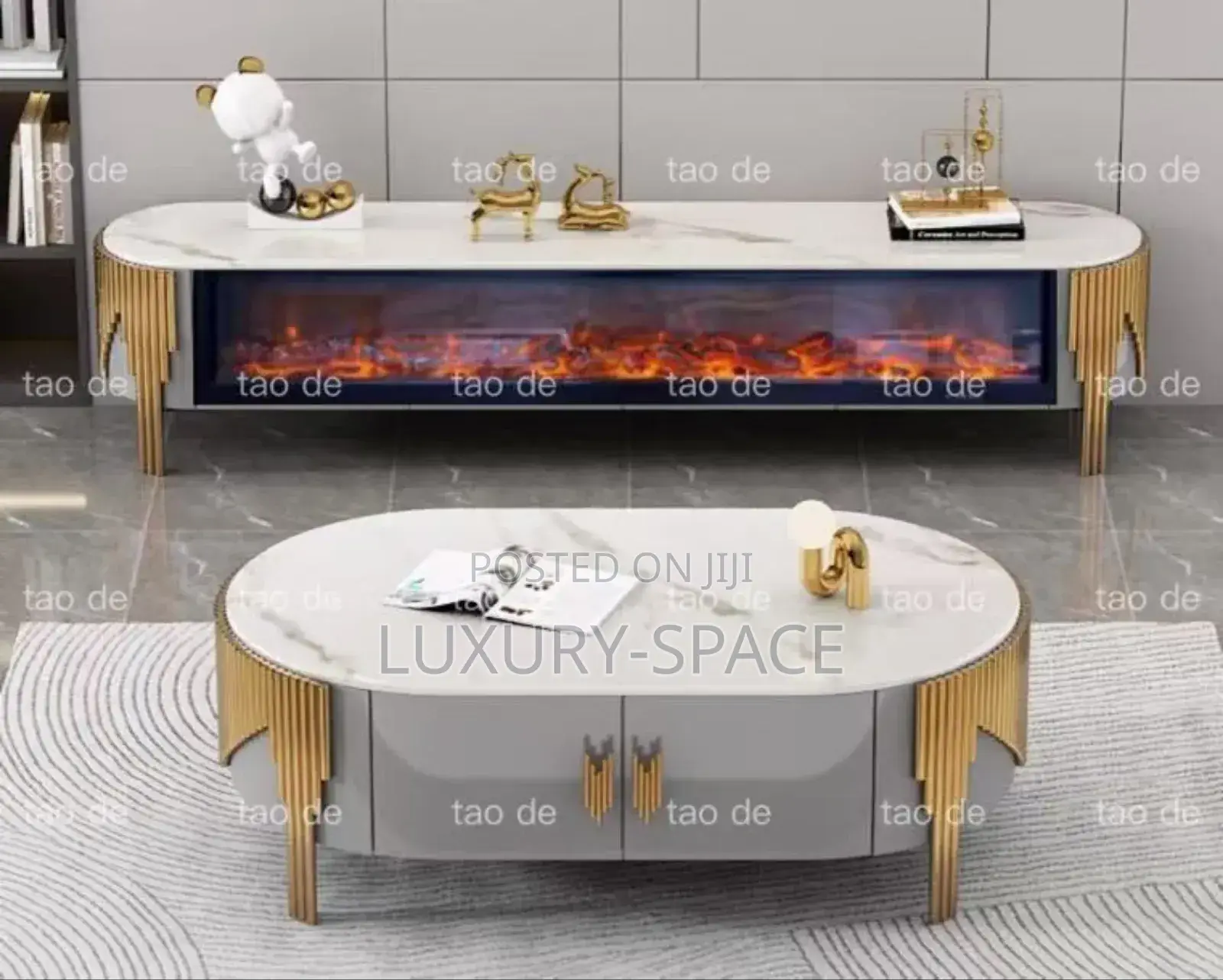 Top Luxury Center Table and Stand Set With Fireplace