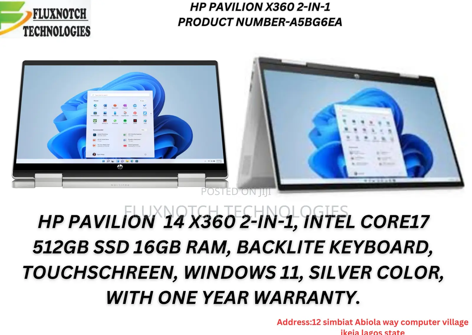 New Laptop HP Pavilion 14 X360 2-in-1 16GB Intel Core I7 SSD 512GB