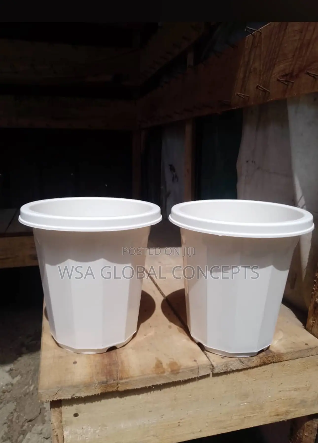 8 Inches White Flowers Pots