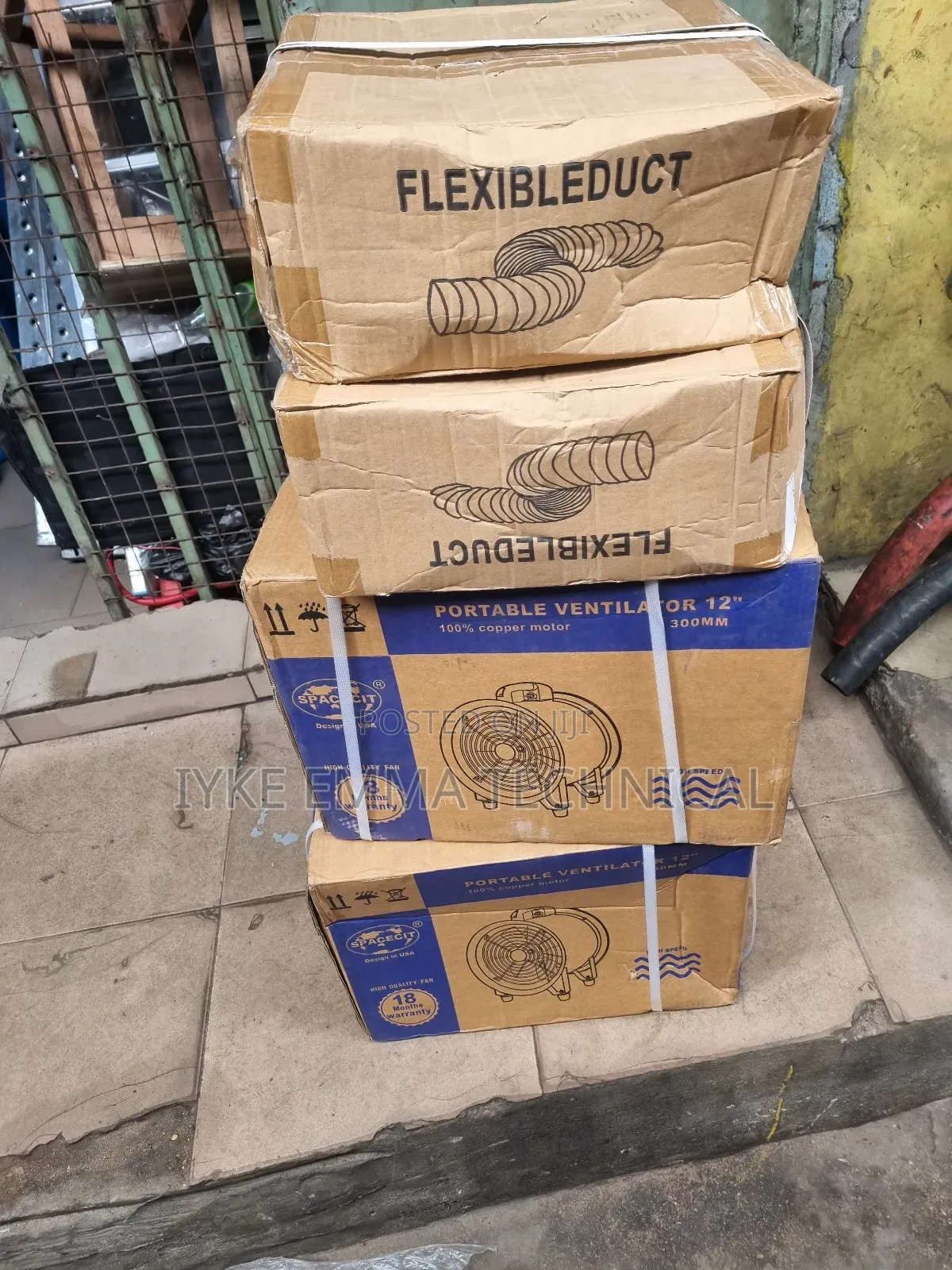 12" 300mm Portable Ventilation Fan With Flexible Duct
