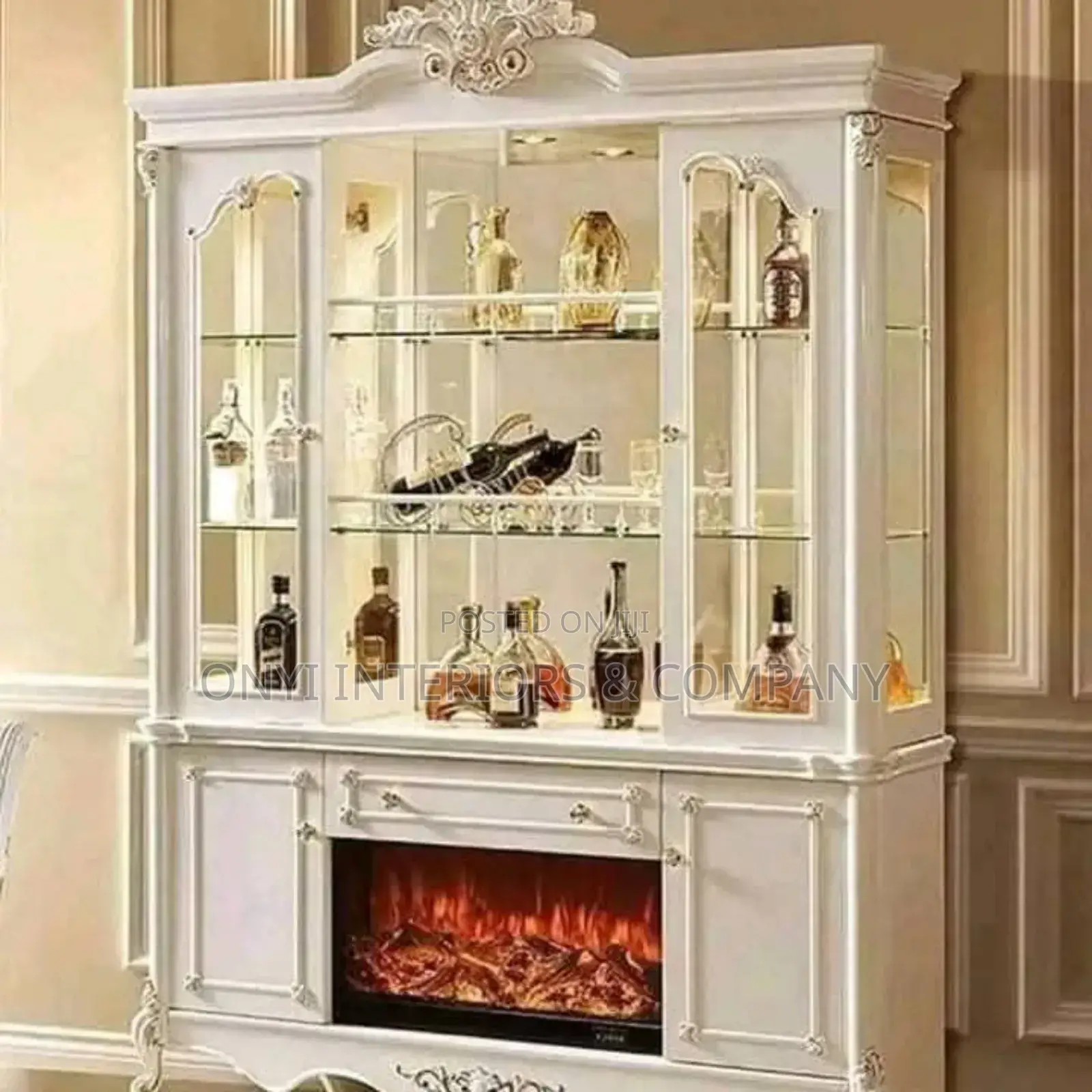 Royal Design Wine Bar With Electric Fireplace
