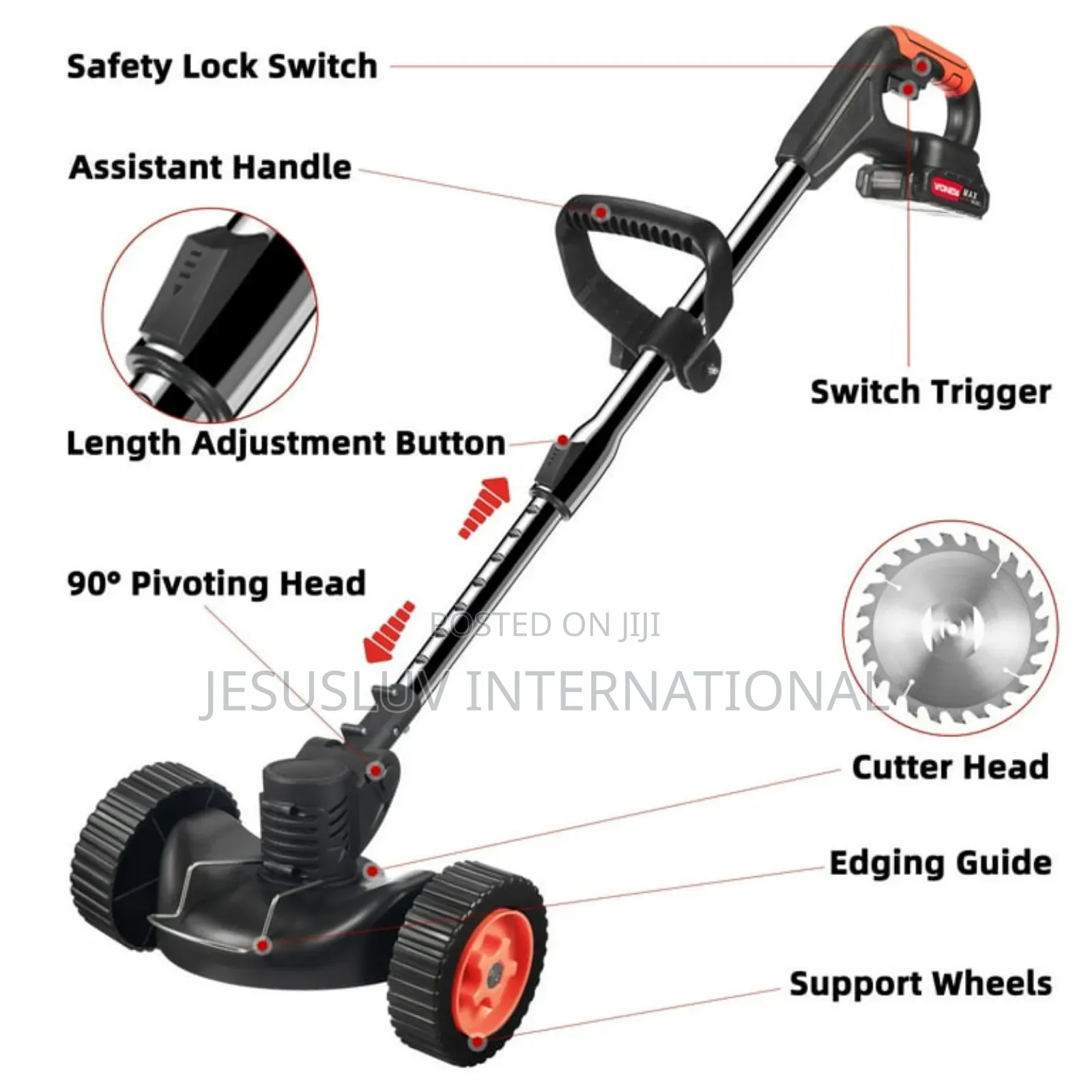 Grass Trimmer Edger,Weed Cutter Lawn With 2 Batteries 48v