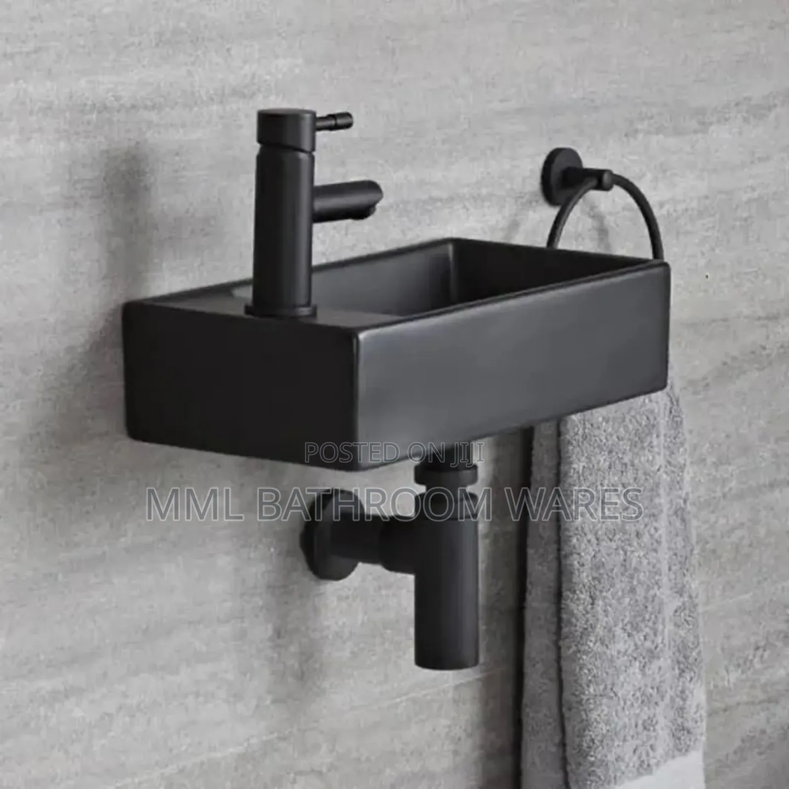 Matt Black Hanging Wash Hand Basin