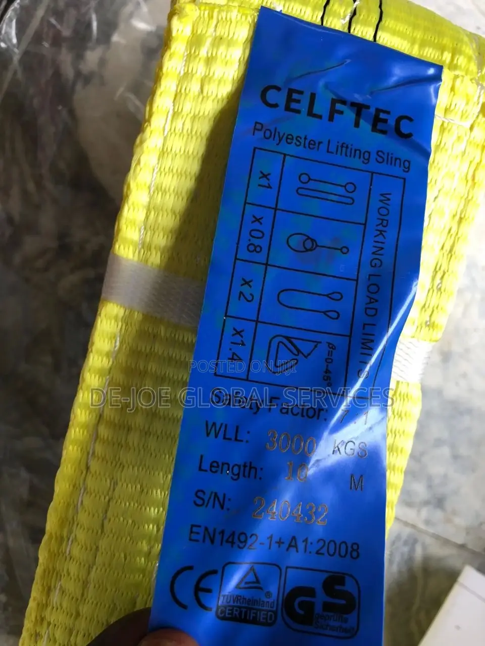 Flat Webbing Sling 3ton X 10mtrs 7:1 Safety Factor