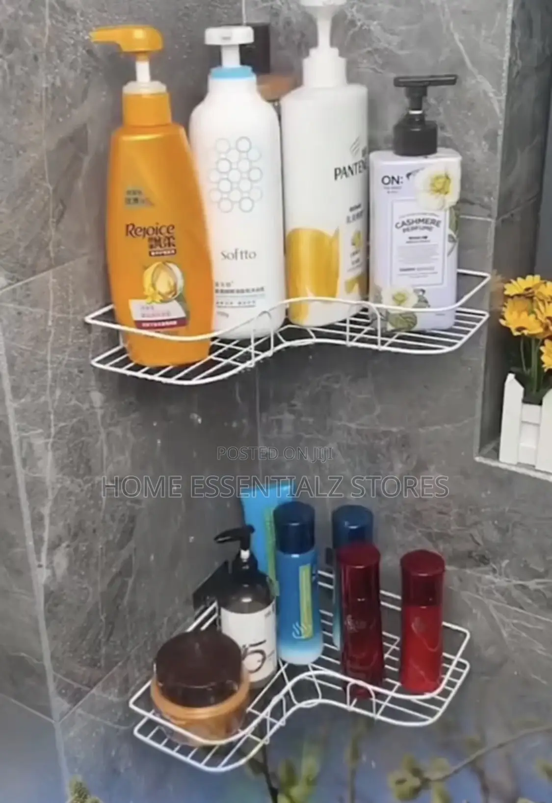 2 Pieces Set of Bathroom Corner Shelves Organizers