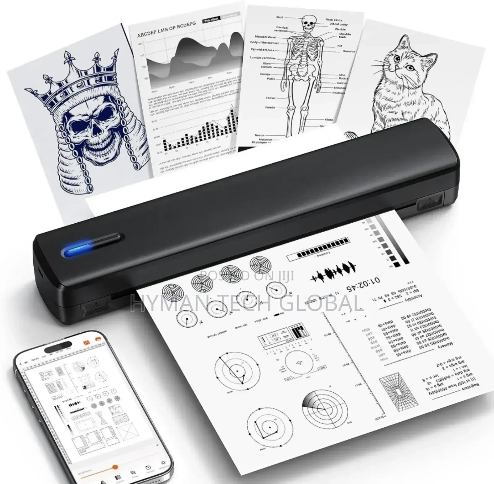 Portable Inkless A4 Tatoo Document Bluetooth Thermal Printer