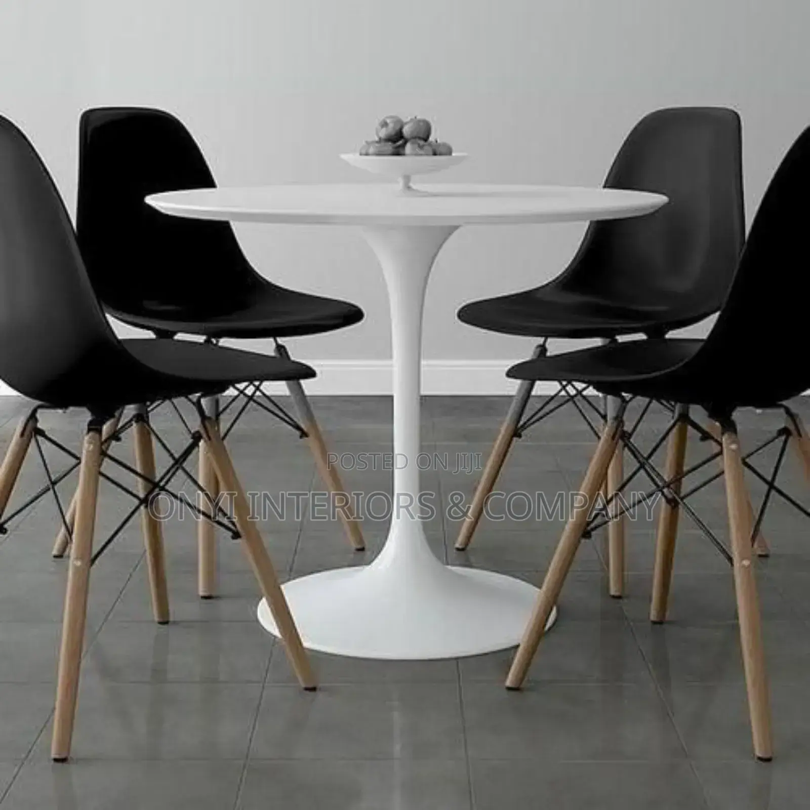 Luxury Dinning Round Table(Pole Base) + 4 Sitting