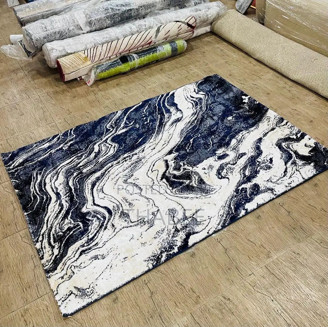4x6 Feet Navy Blue Cream Turkish Center Rug