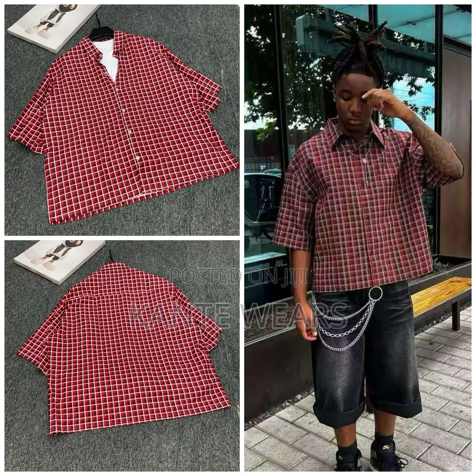 Silk Checkers Crop Shirt
