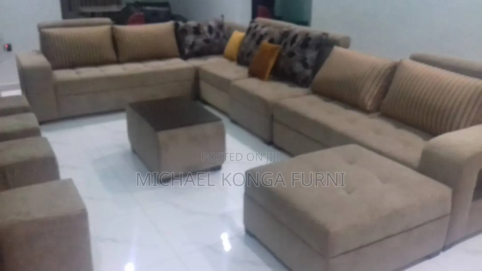 Beautiful U Shape Sofa With Puffs