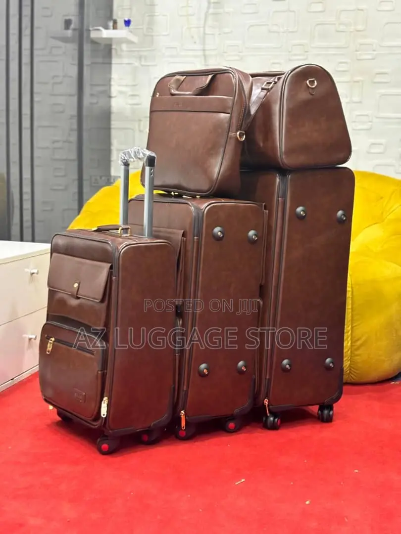 Set of 5 Leather Luggage Bags