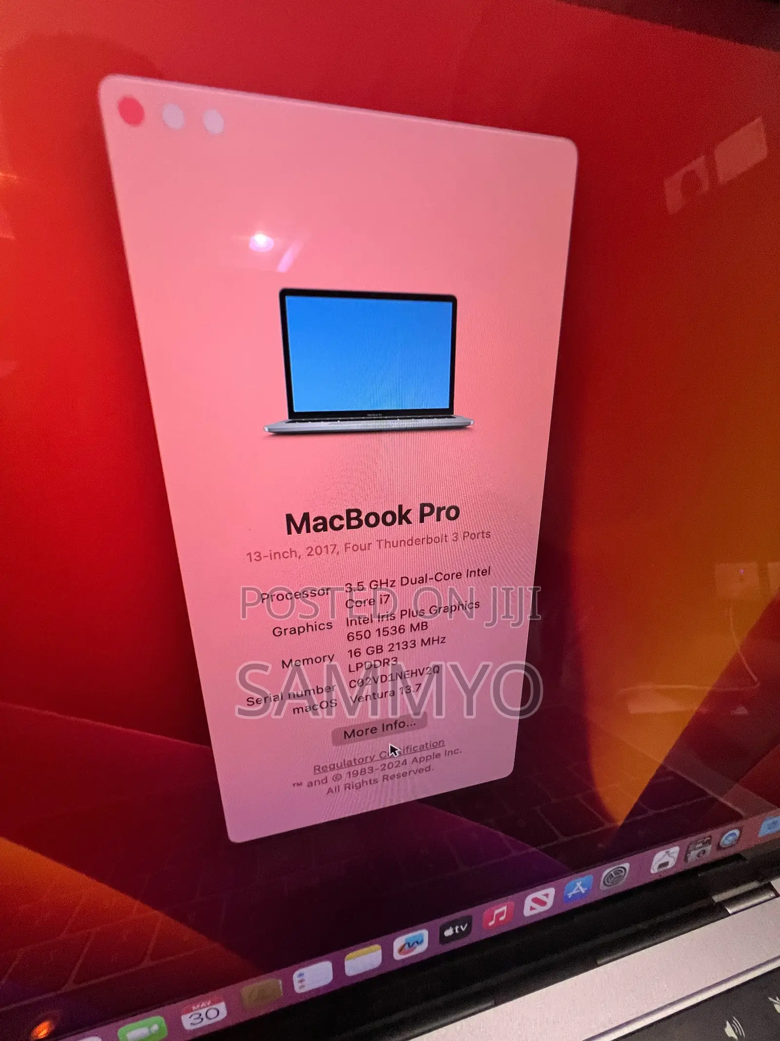 Laptop Apple MacBook Pro 2017 16GB Intel Core i7 SSD 512GB