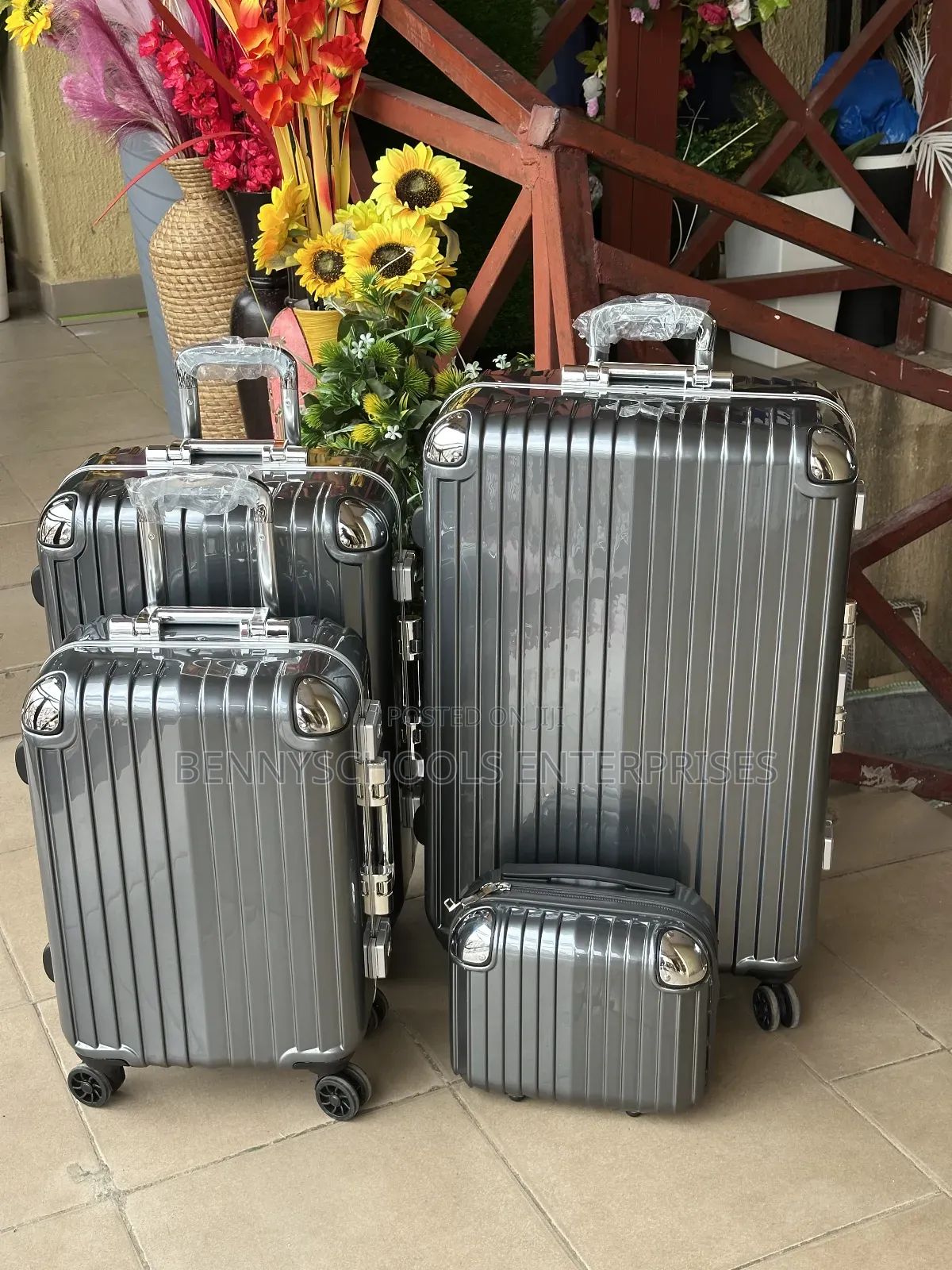 Set of 4 Grey Stainless Travel Luggage Box