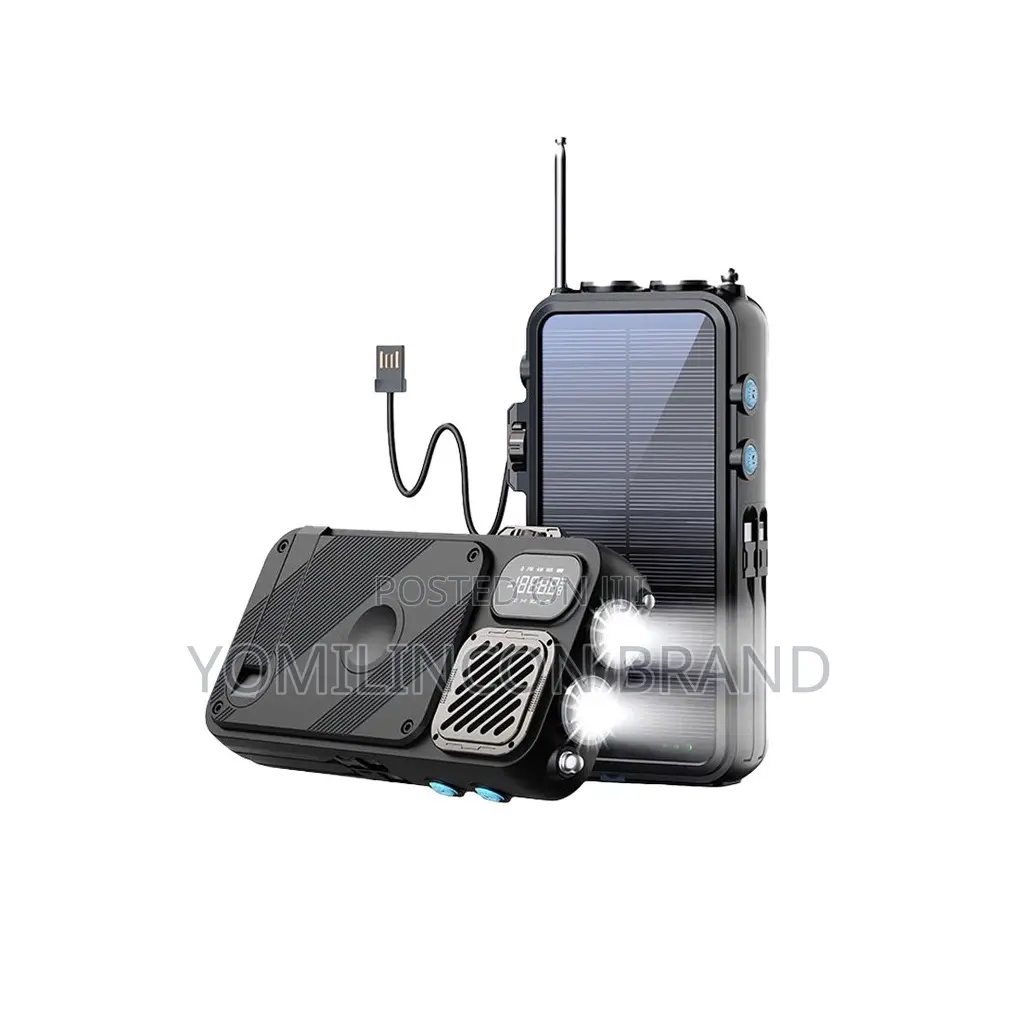 Powerology 16000mah Solar Power Bank With Fm Radio Speaker