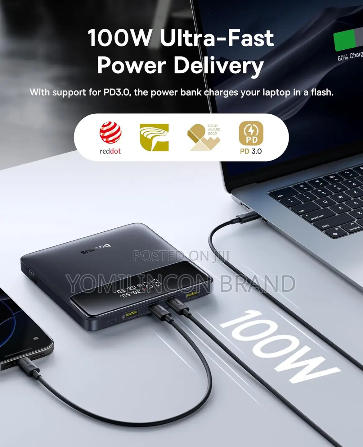 Baseus Laptop Power Bank 20000 Mah 100w Fast Charging