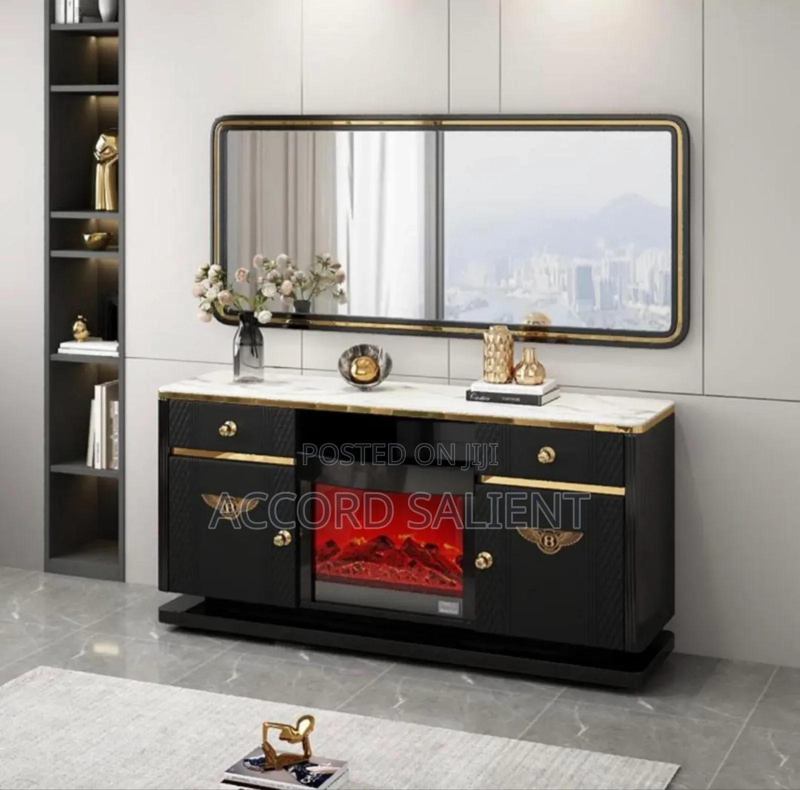 Executive Foreign Fireplace Tv Console