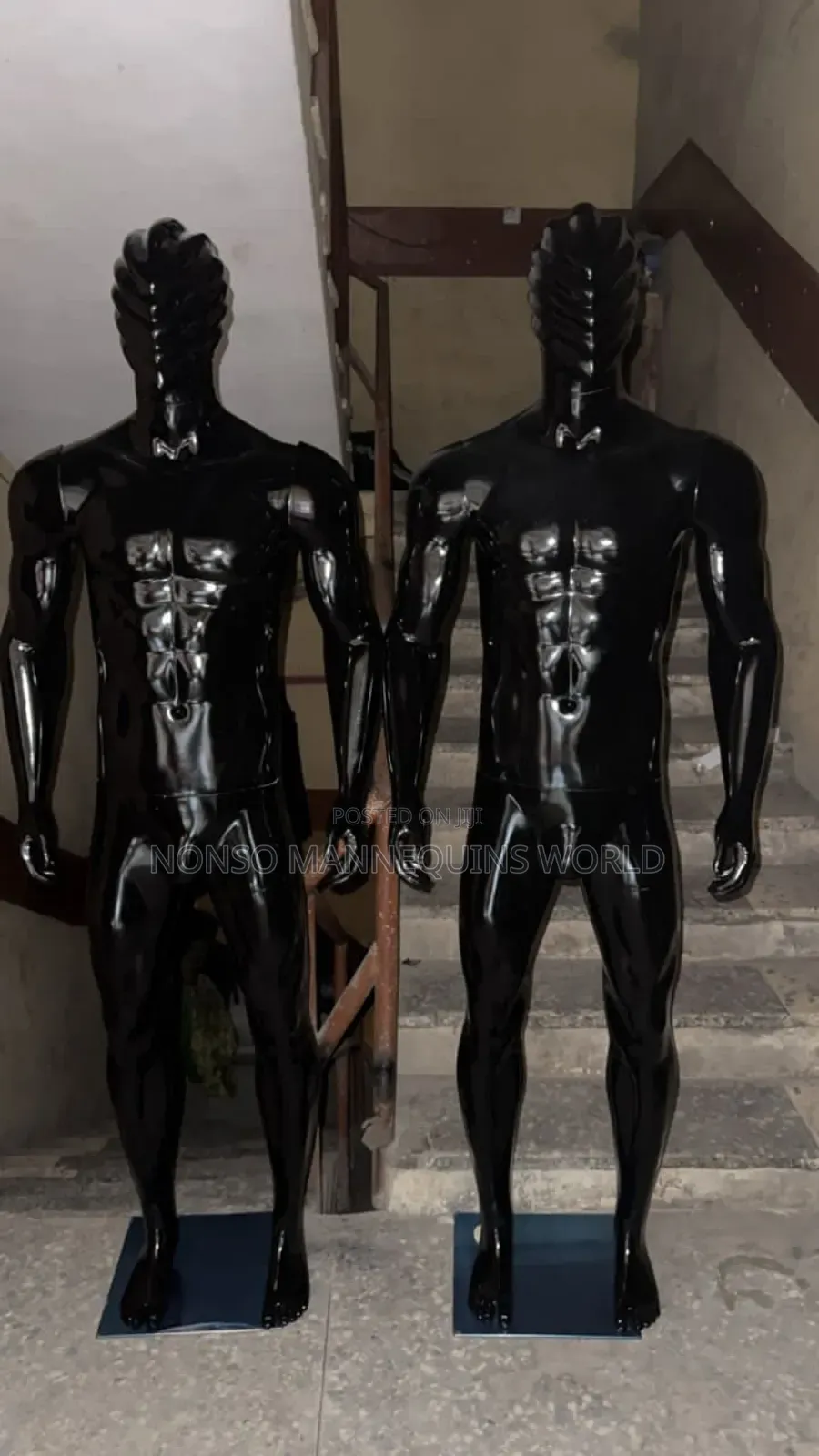 Male Spider Face Huge Black Glossy Mannequin