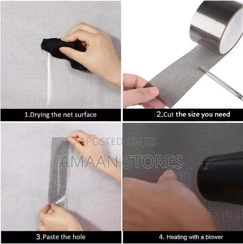 Double-Sided Window Mesh Repair Tape – 2m X 5cm Black