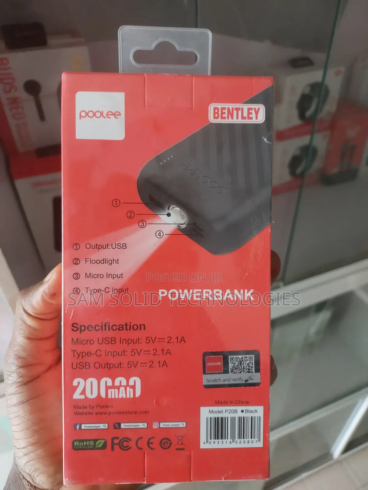 Poolee 20000mah Power Bank With Led