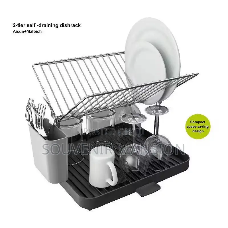2 Tiers Plate Rack With Drainer