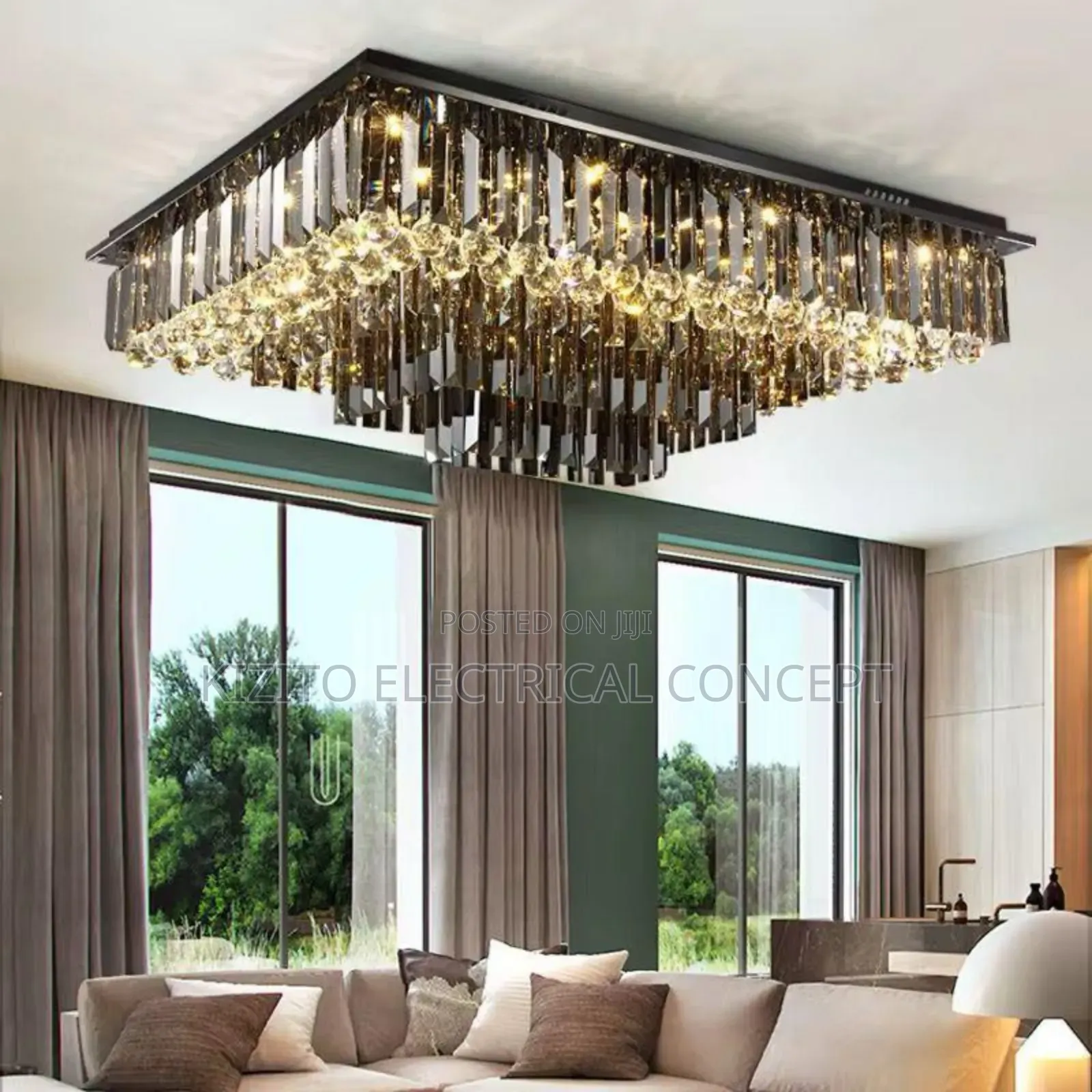 Crystal Ceiling Flosh Chandelier Living Room Dining