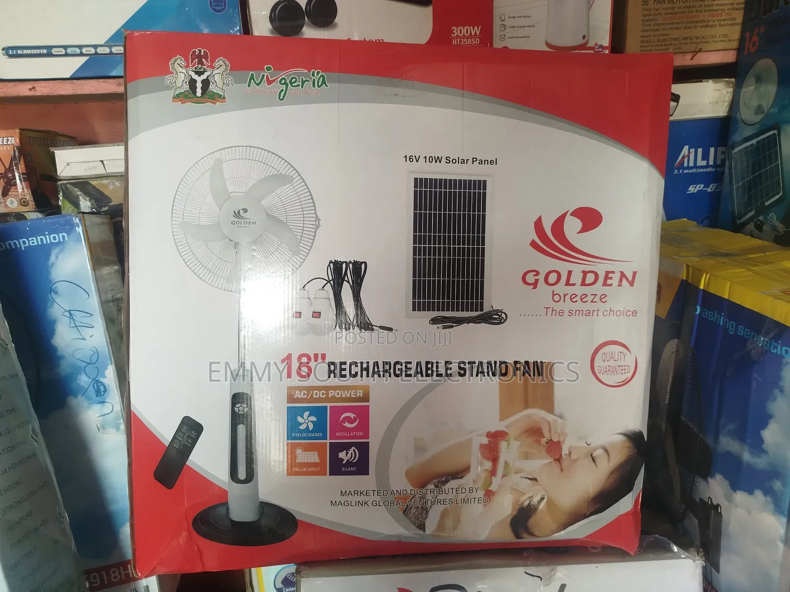 Golden Solar Rechargeable Stand Fan