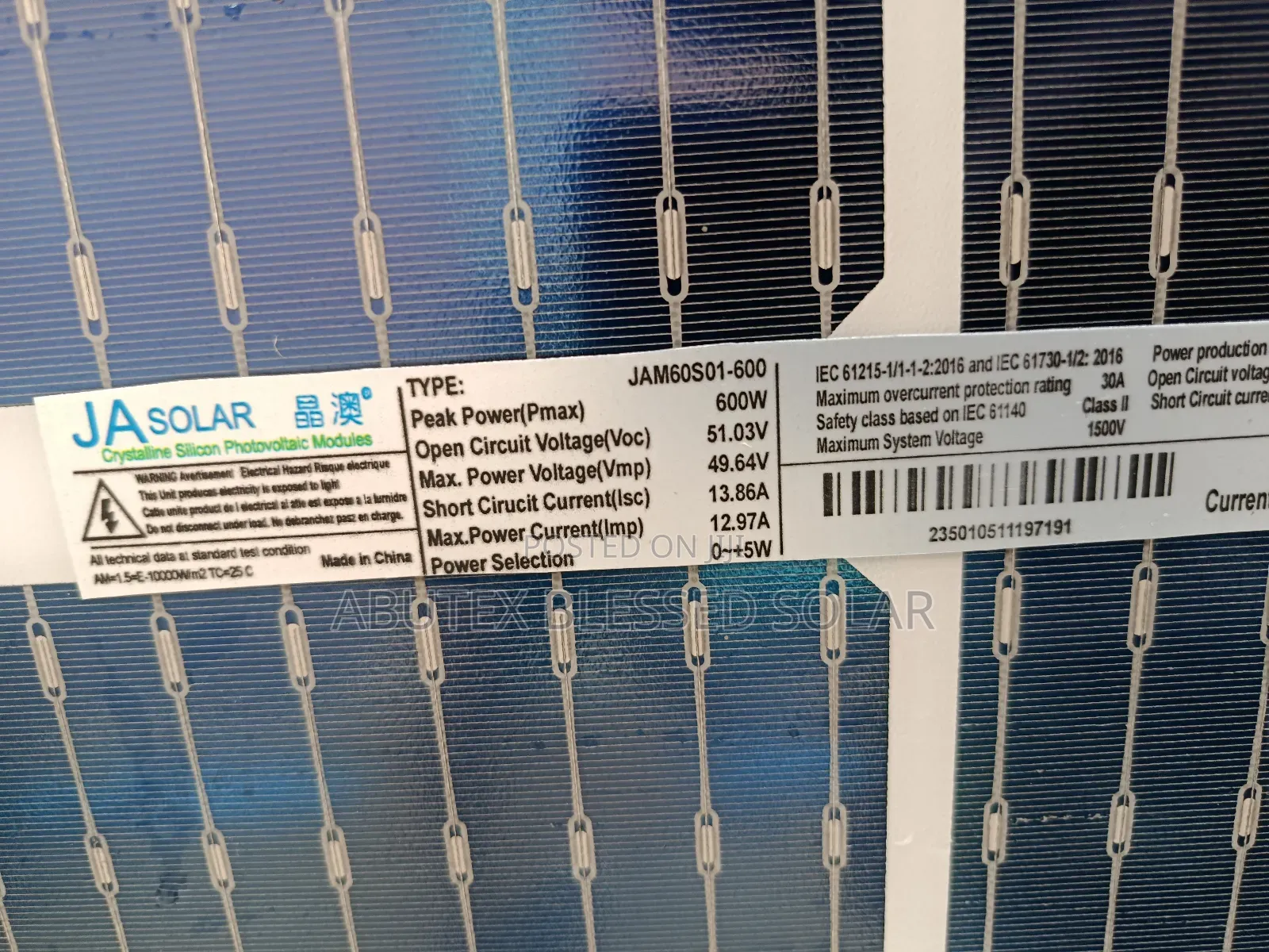 600watt Ja Solar Panel Mono Half Cut