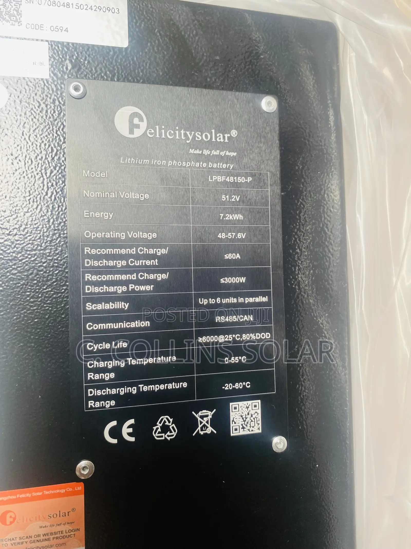 7.2kwh 48v Felicity Lithium Battery