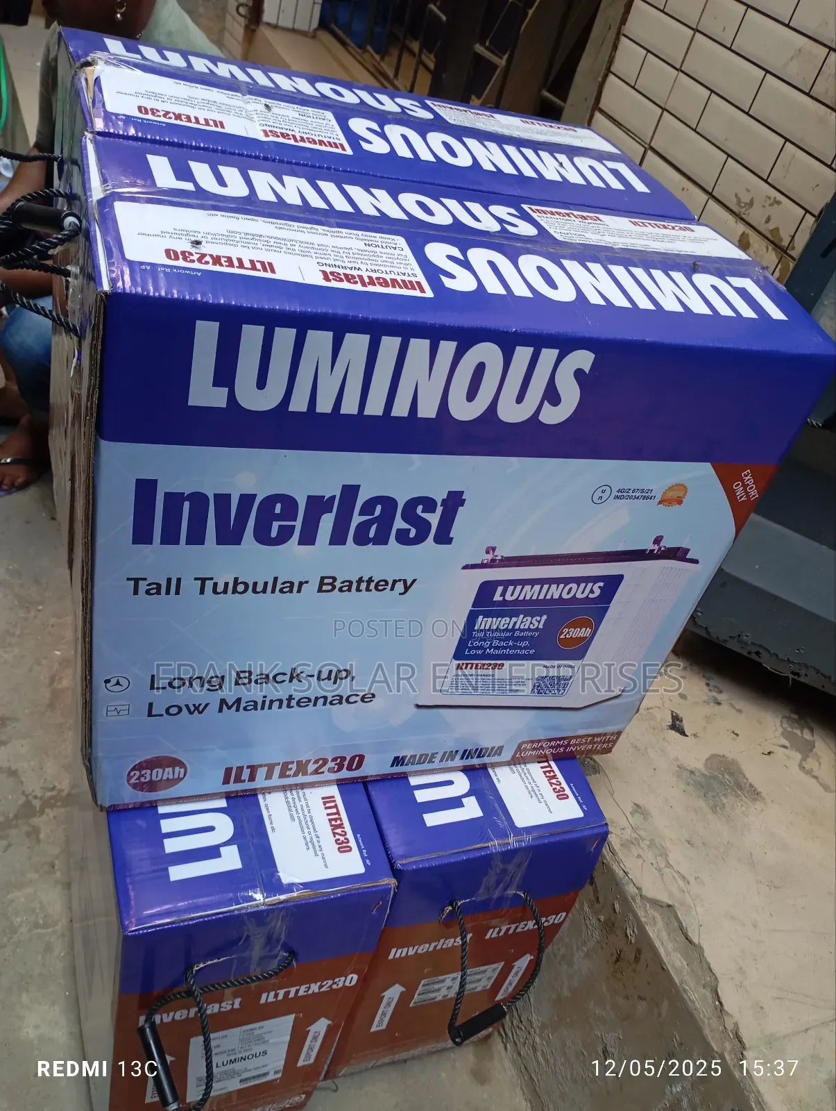 Luminous Inverlast Tubular Battery 12v 230ahms