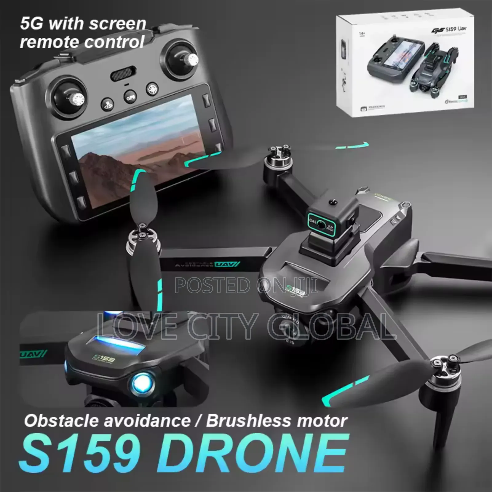 S159 GPS Drone Dual Lens 2 Battery Screen Remote 5g Wifi