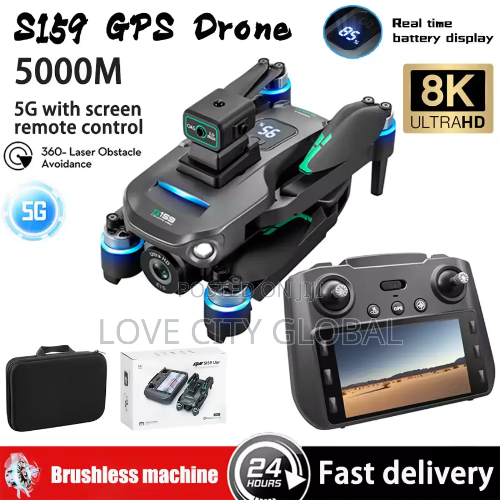 S159 GPS Drone Dual Lens 2 Battery Screen Remote 5g Wifi