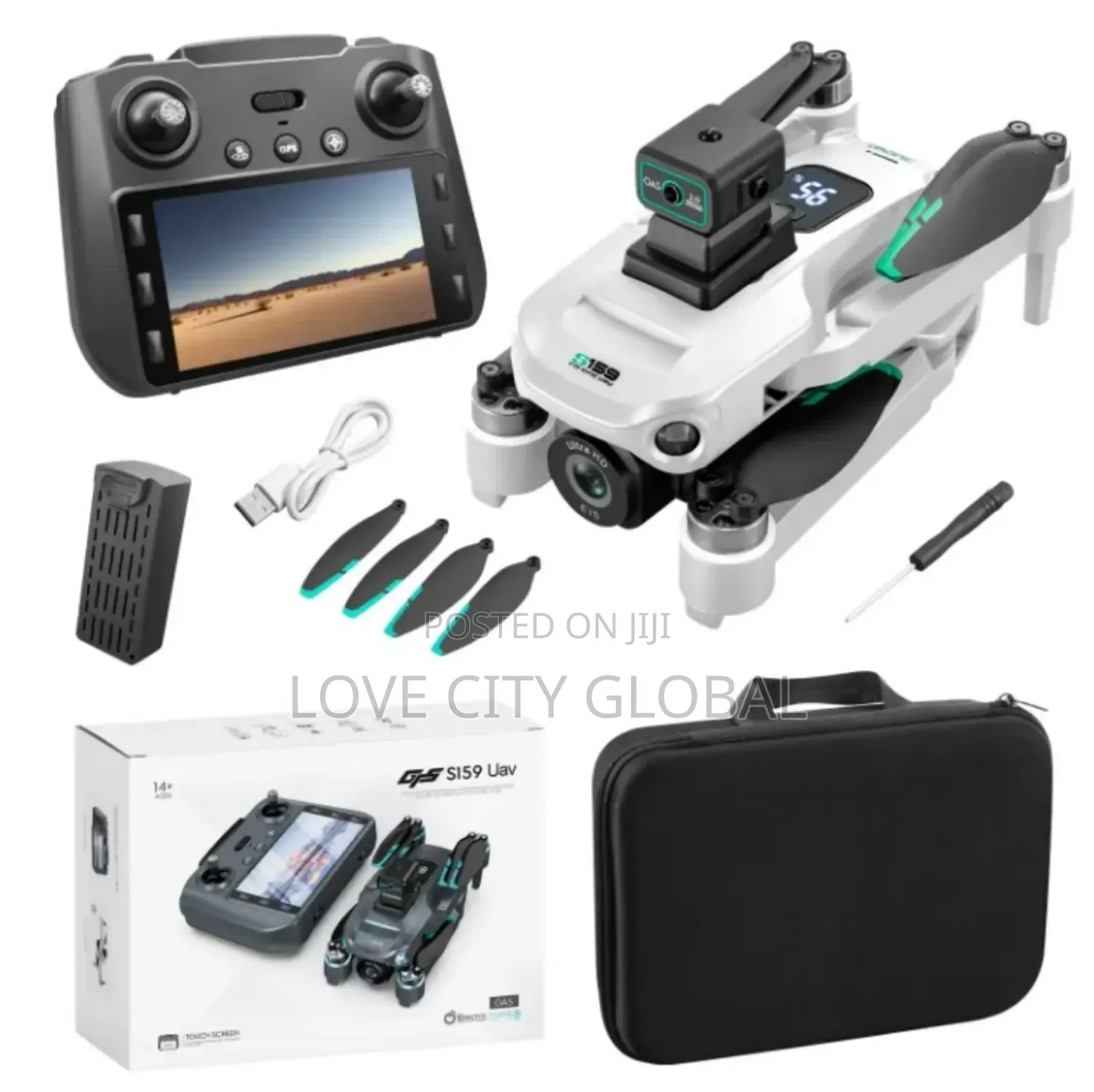 S159 GPS Drone Dual Lens 2 Battery Screen Remote 5g Wifi