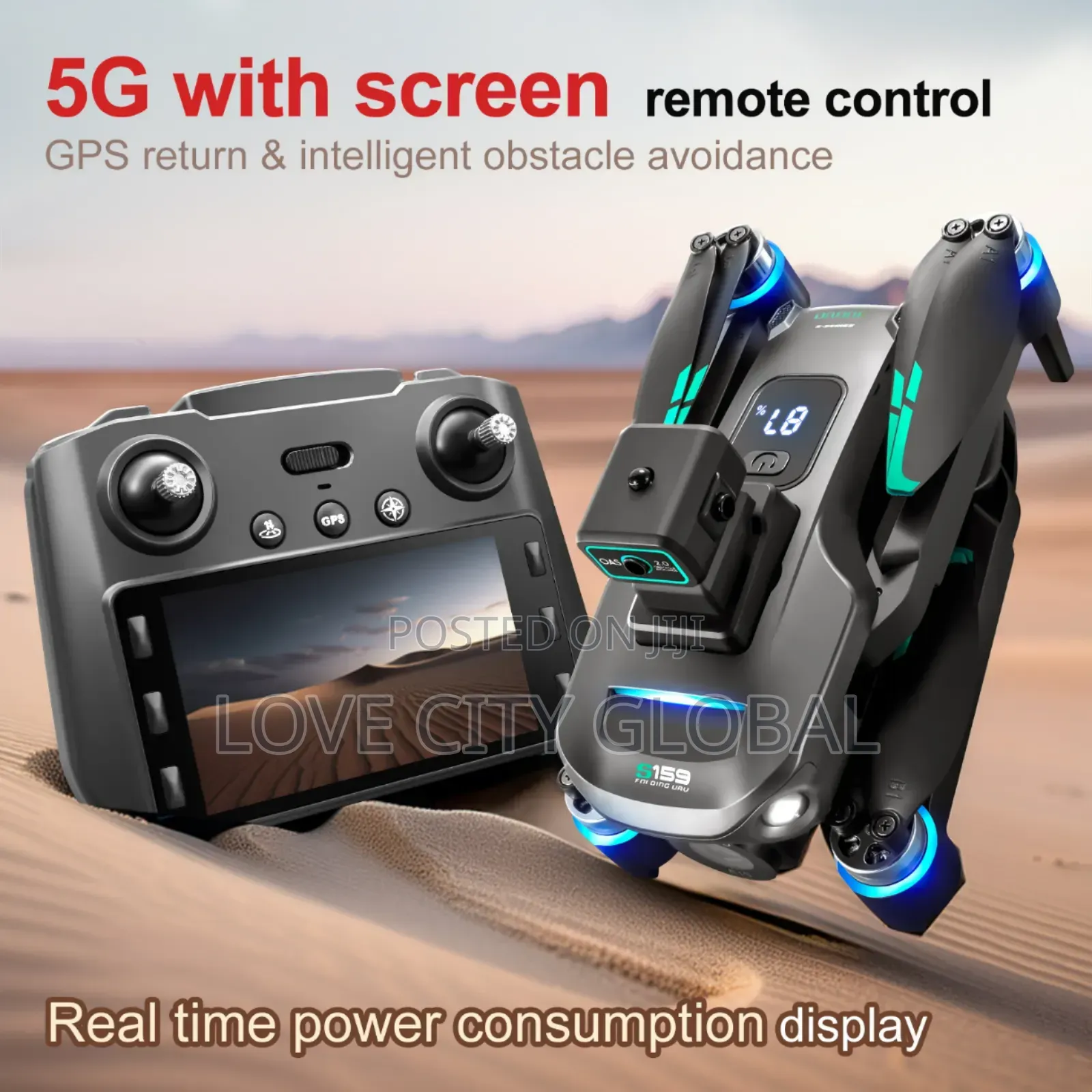 S159 GPS Drone Dual Lens 2 Battery Screen Remote 5g Wifi