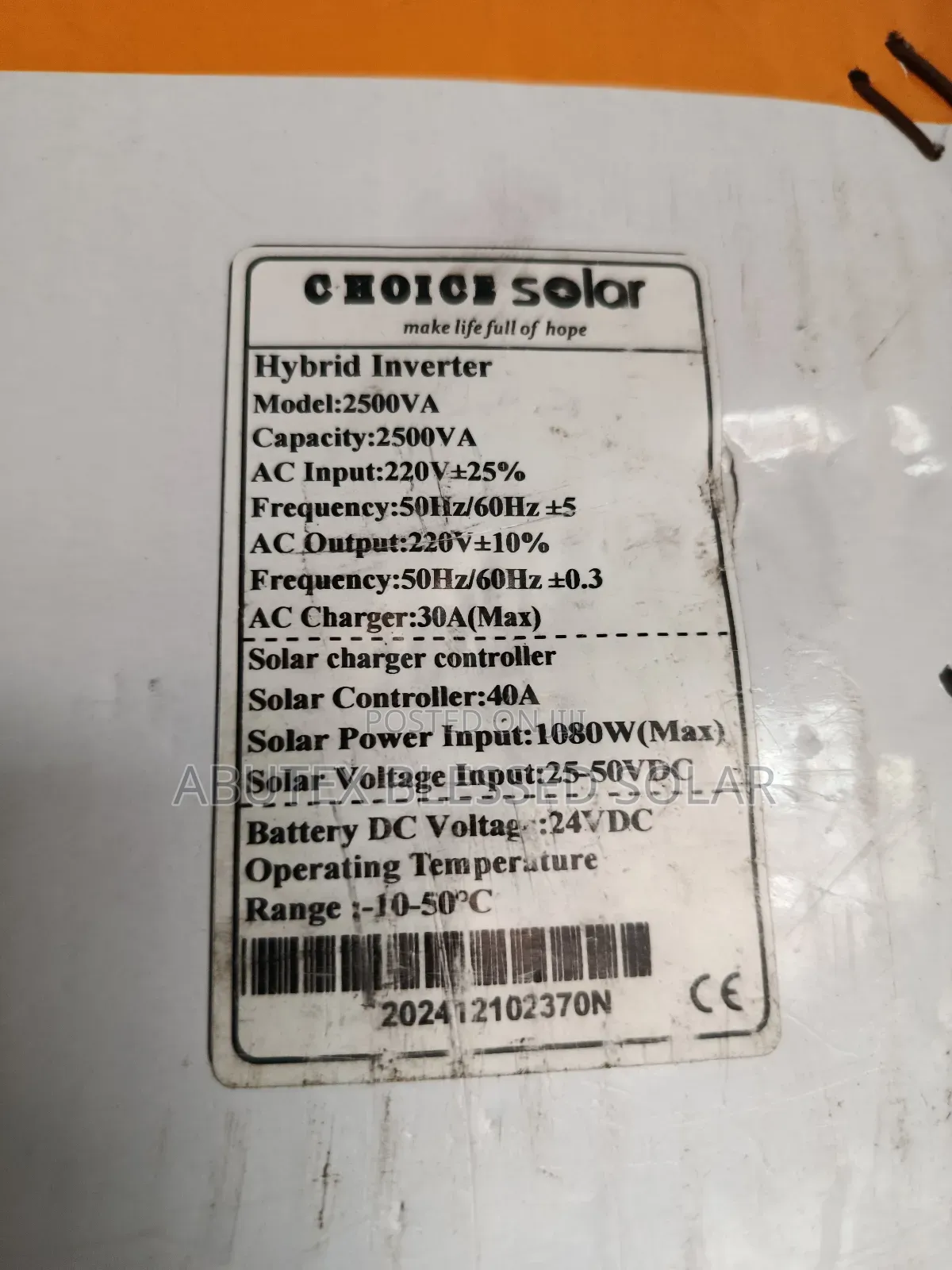 2.5kva 24v Chioce Solar Inverter Hybrid