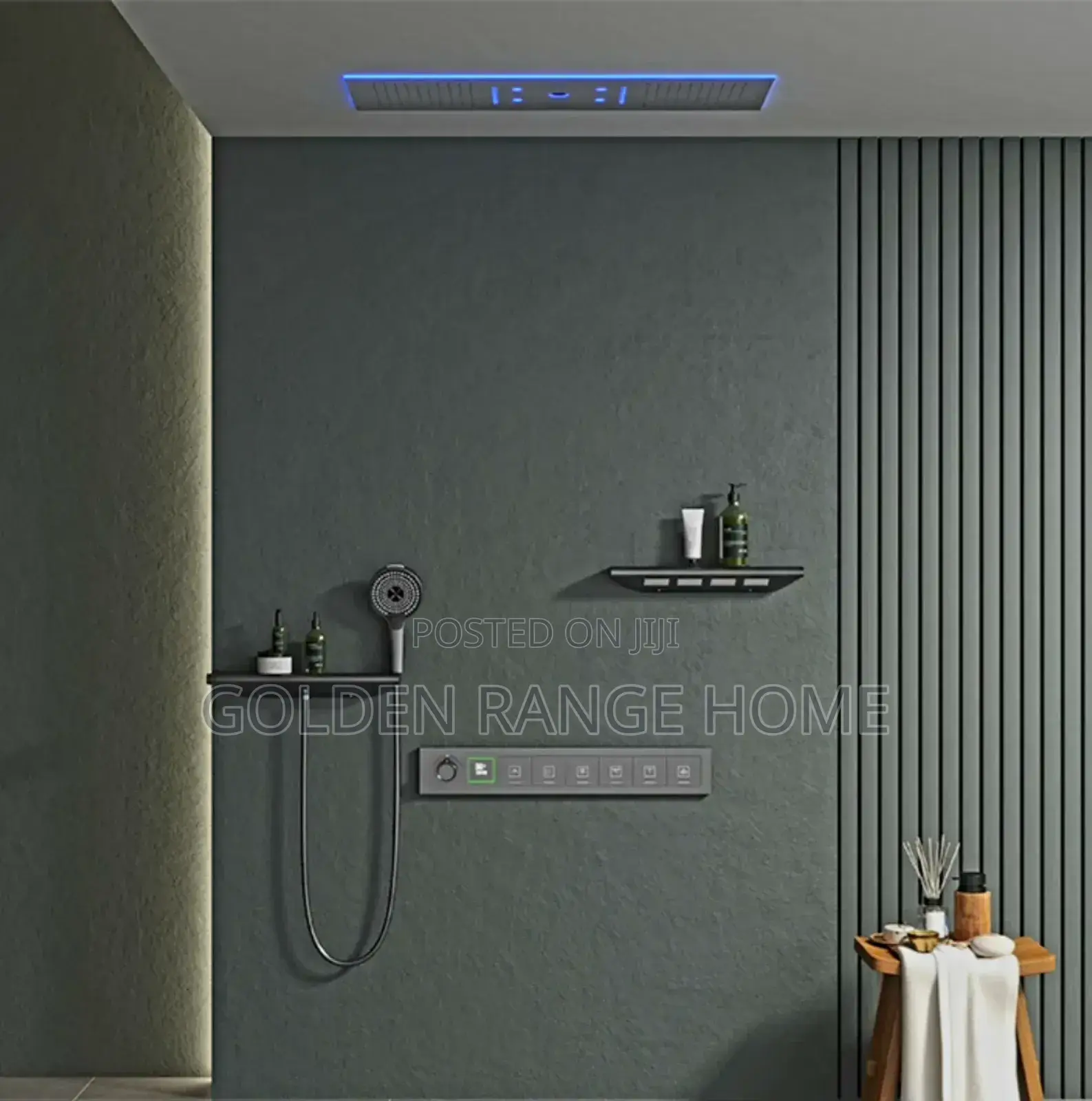 Led Shower Set Ceiling Mounted Rain Mist Waterfall Shower