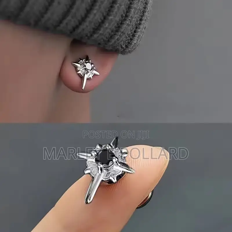 Clip Magnetic Earrings Punk Silver Studs