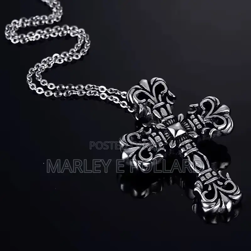 Cross Piece Silver Stainless Steel Necklace Chain