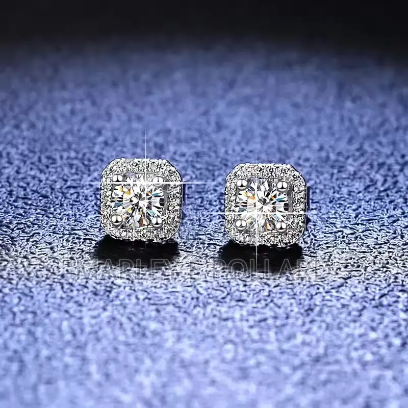 Moissanite Sterling Silver Earrings
