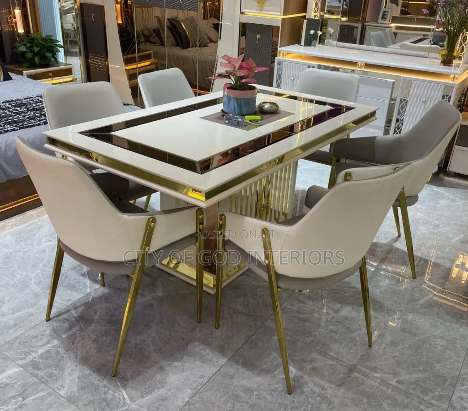 High Quality Executive Dining Table Set With Marble Top