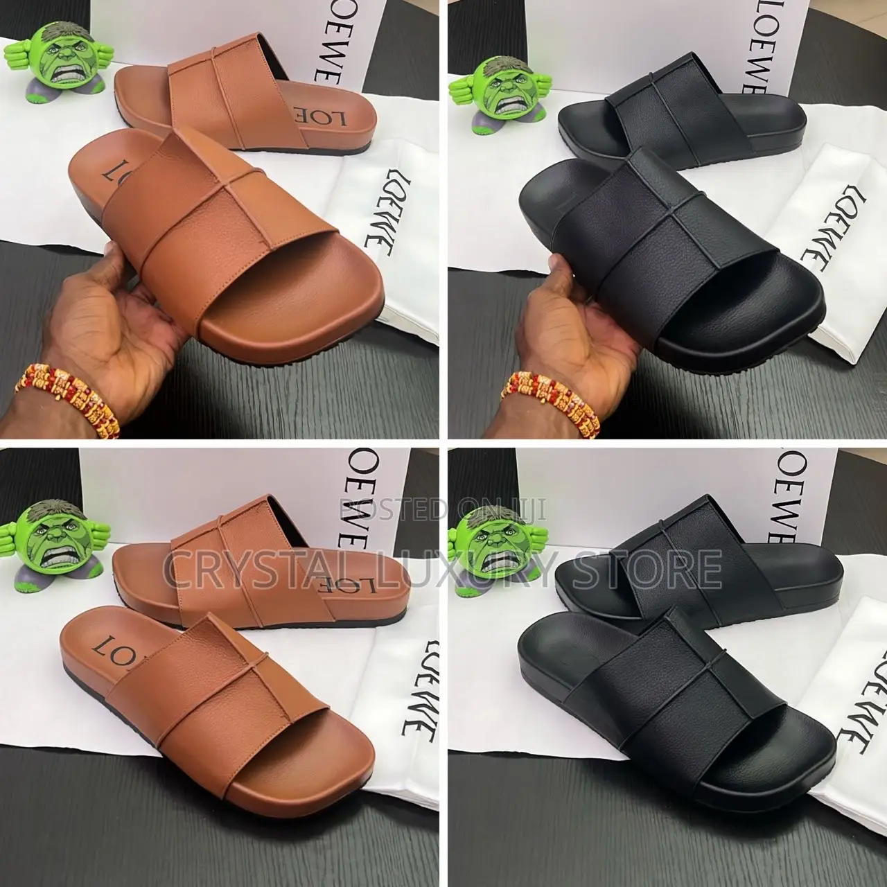 Loewe Quality Luxury Men Genuine Leather Slip-On