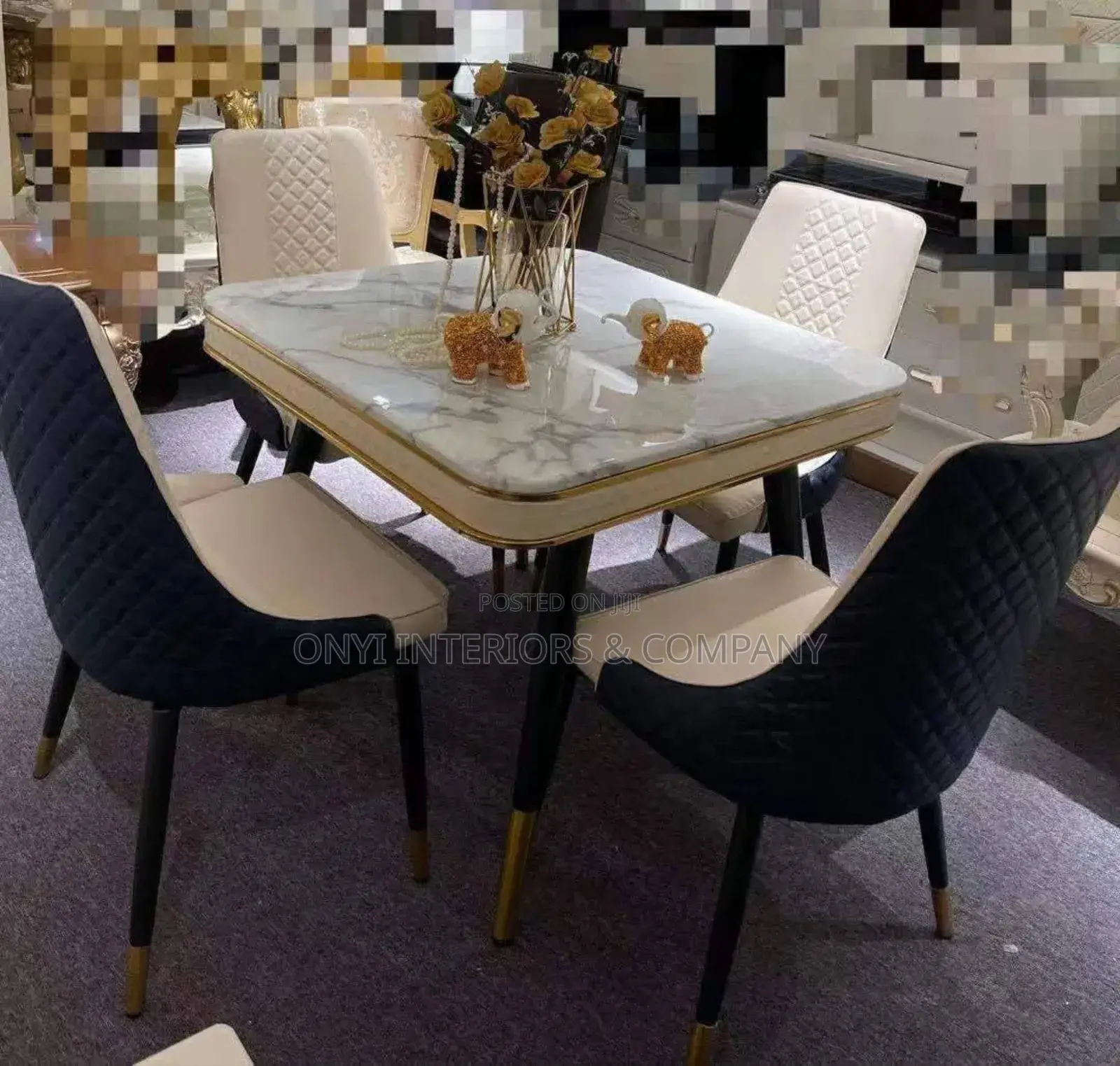 Sweet Home 4 Seater Marble Dining Table With 4 Chairs
