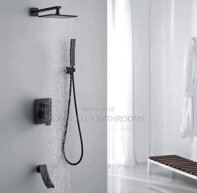 Luxury Black 5 Ways Conduit Shower