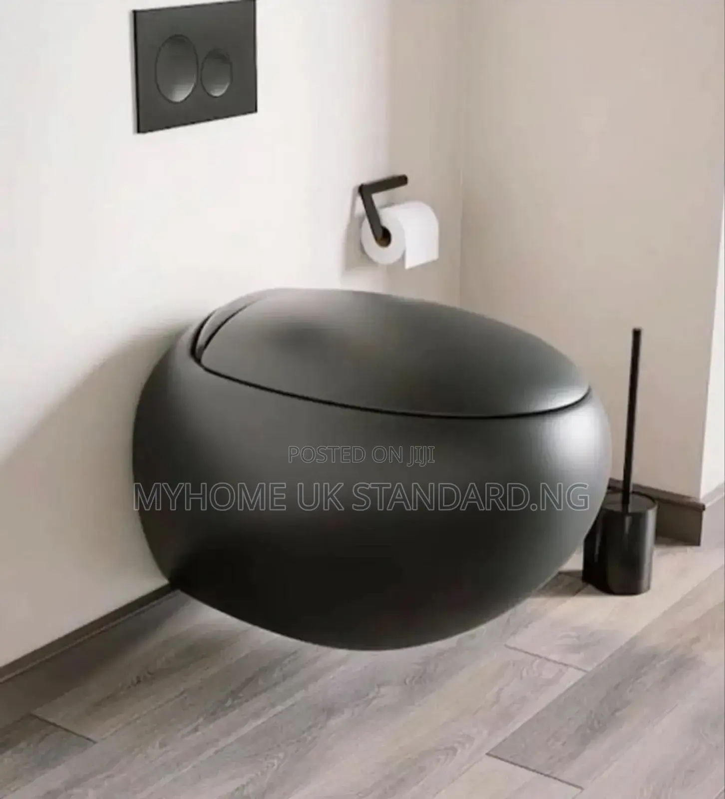 Egg Shape Black Wall Hung Toilet Seat