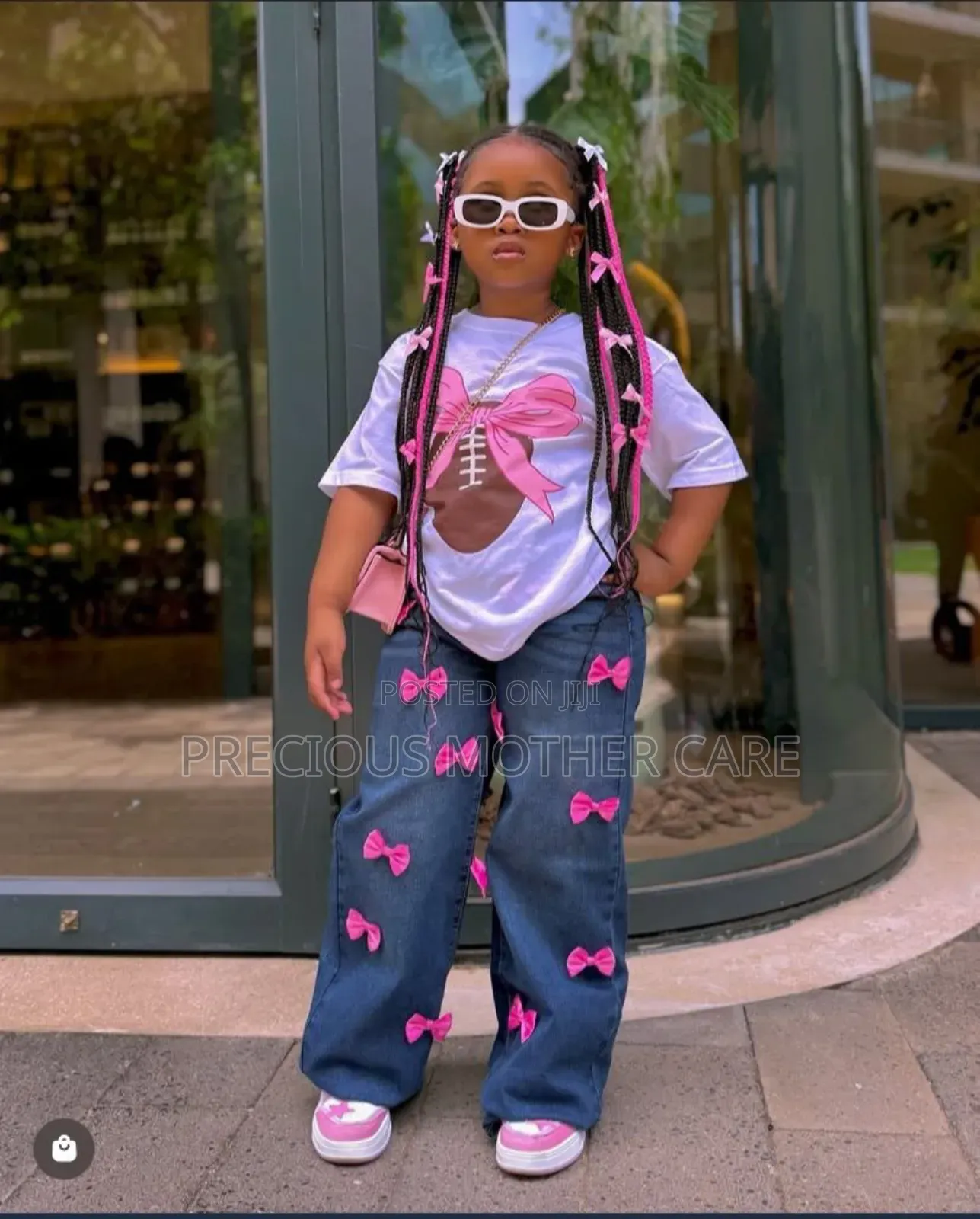 Girls Top and Palazzo Jean Trouser Black and Pink