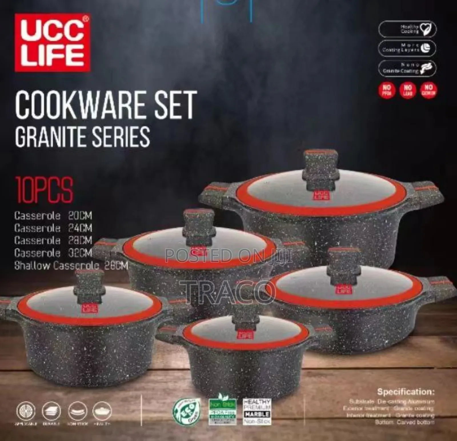 Ucc Life Granite Cookware Set 10pcs