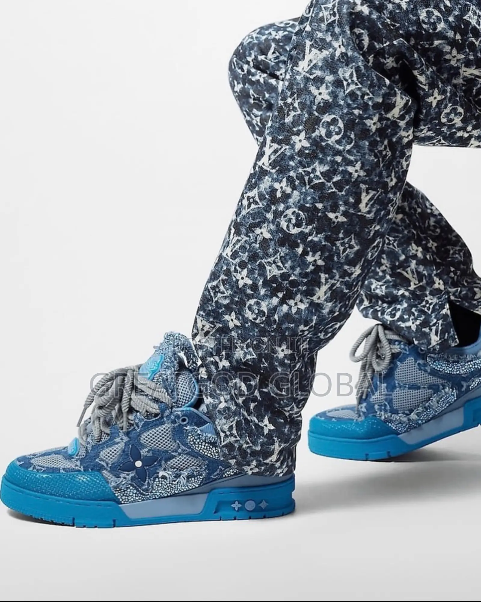 New Louis Vuitton Skate Blue-Denim Snks”