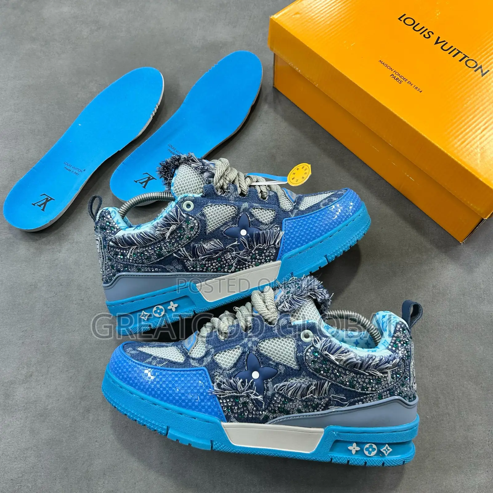 New Louis Vuitton Skate Blue-Denim Snks”