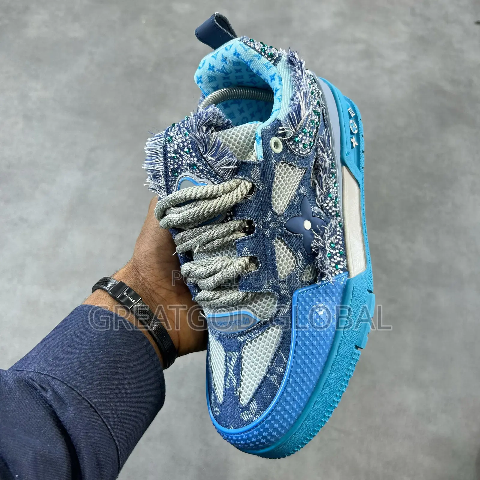 New Louis Vuitton Skate Blue-Denim Snks”