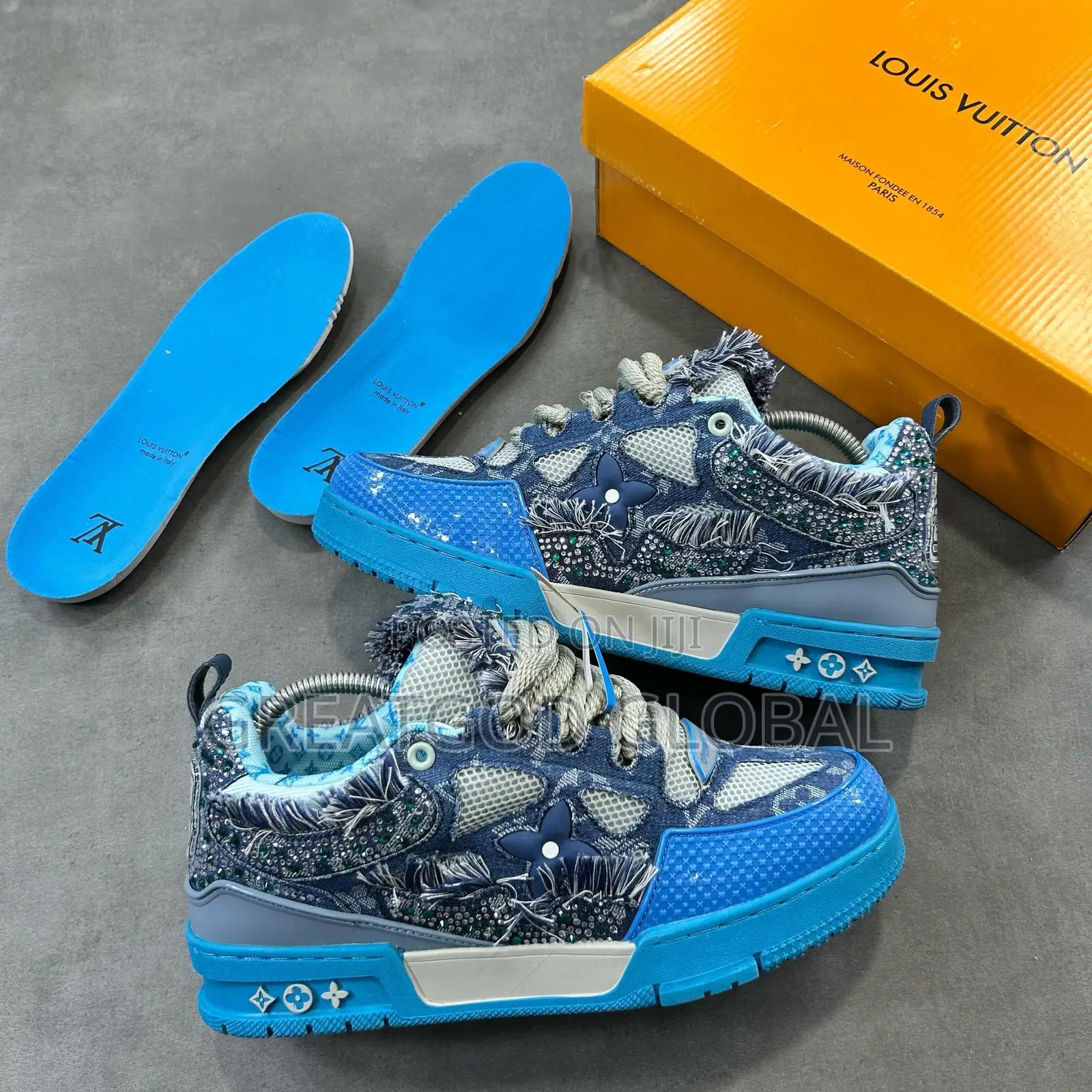 New Louis Vuitton Skate Blue-Denim Snks”