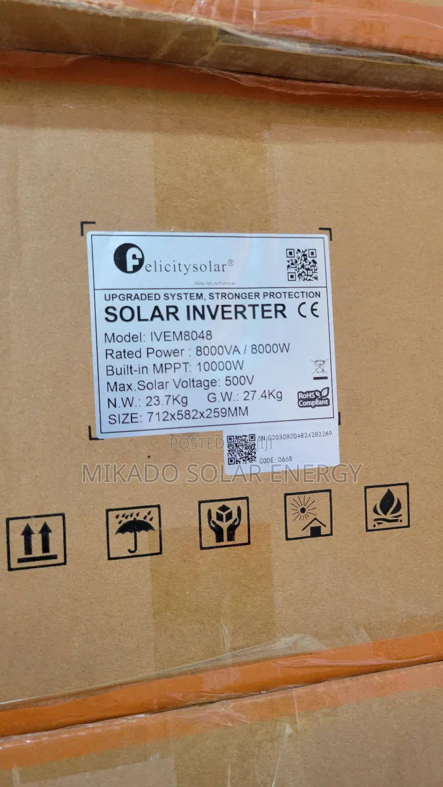Felicity 8kva Hybrid Inverter Wall Mount With Warranty